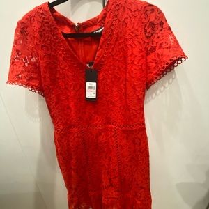 Karl Lagerfeld Red Lace Dress